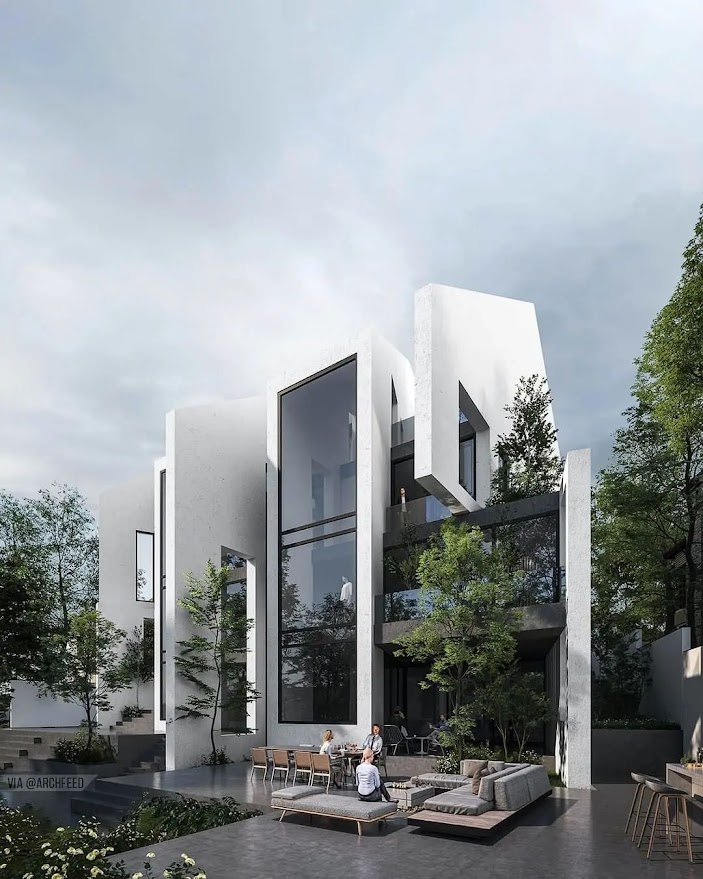 Modern architectural model in a design workspace