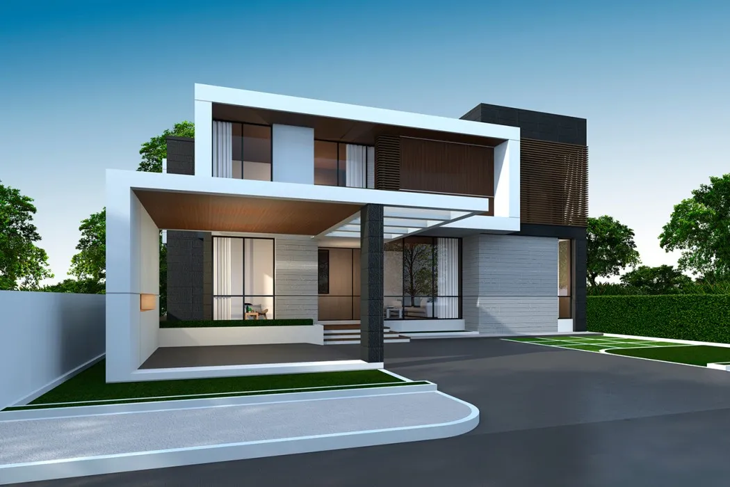 Sustainable urban landscape with green spaces